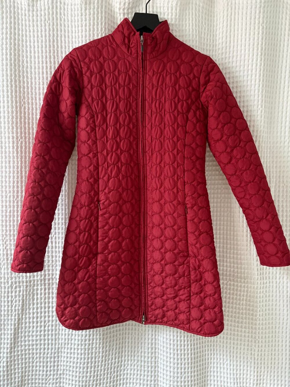 Title Nine red lightweight mid-lenght puffer coat fall winter spring women's XS